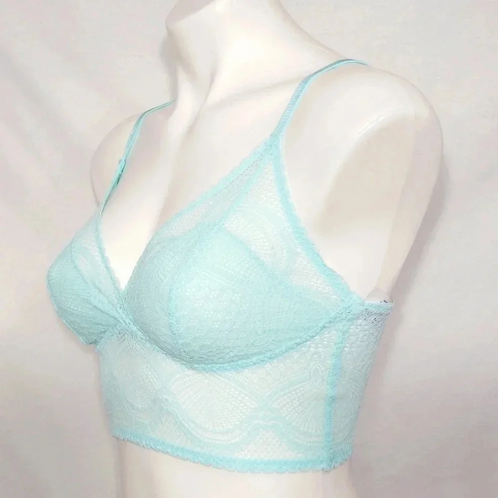 S/M Felina 140103 Finesse Super Stretchy Lace Wire Free Cami Bralette Blue Light